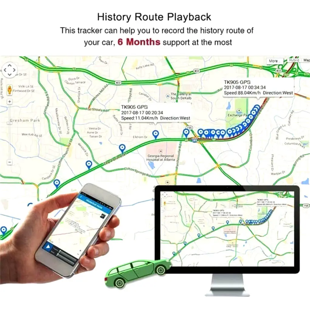 Автомобильный GPS Трекер OBD II 16 контактный Plug Play с приложением для IOS и