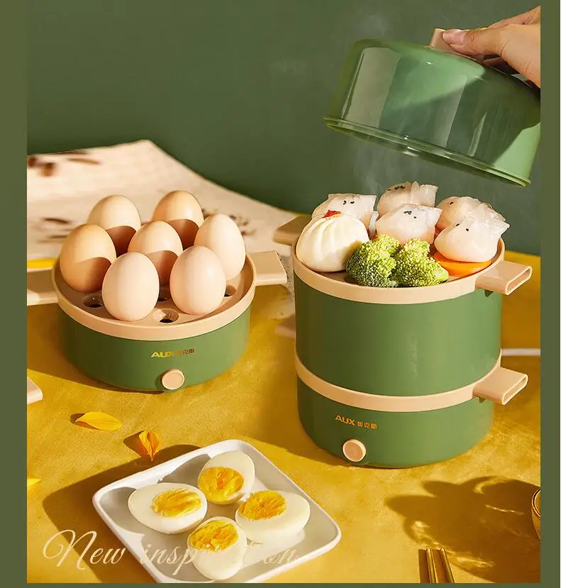 220V 2 Layers Electric Egg Steamer Automatic Multifunctional Boiler Breakfast Maker Steaming Cooking Machine Multi Cooker
