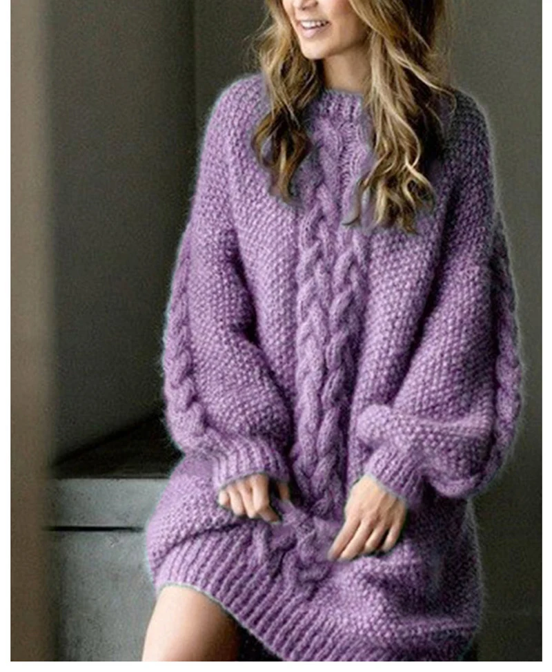 Зима Толстый теплый длинный свитер Стиль Свободные повседневные большого размера пуловер свитер Зимний удобный мягкий свитер Пальто женщин