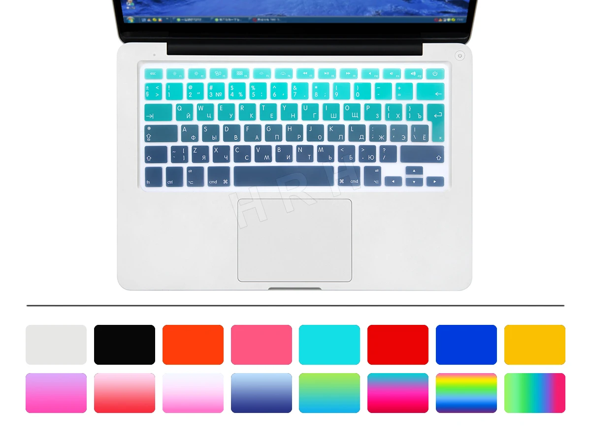 HRH силиконовый чехол с радужной клавиатурой для MacBook Air Pro Retina 13 15 17 перед 2016|rainbow