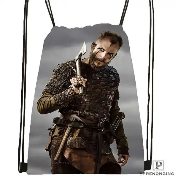 Drawstring Backpack Пользовательские VIKINGS_action_drama_ походная сумка на шнурке милый рюкзак для детей(черная спинка) 31x40 см#20180611-02-92 - Цвет: Drawstring Backpack