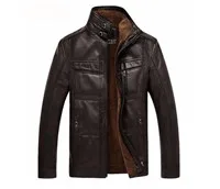 Black brown Популярные кожаные куртки мужские пальто 5XL брендовая Высококачественная верхняя одежда из искусственной кожи мужская деловая зимняя куртка из искусственного меха флисовая одежда - Цвет: Black brown