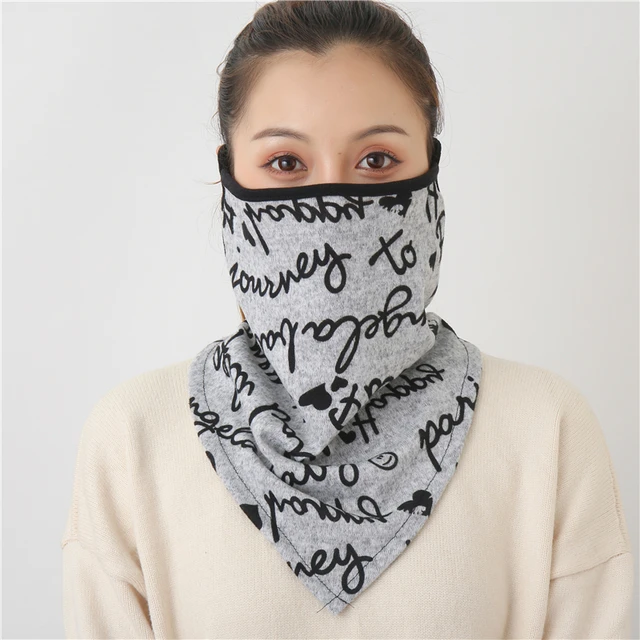 2021 Winter Face Mask Scarf Women Ring Neck Scarves Foulard Cotton Feeling Warm Fashion Print Men Outdoor Sport Unisex Bandana MST-22