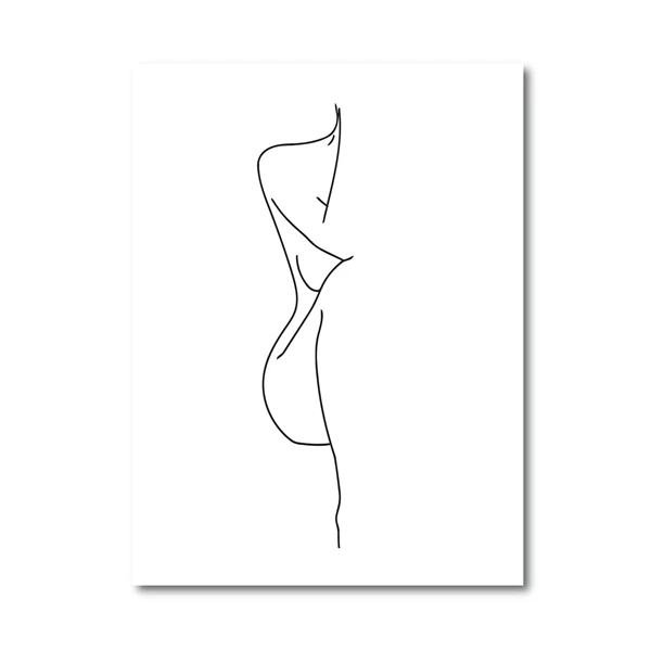 Обнаженная женская линия тела Рисование Искусство Холст Картина черно-белая картина минималистичное Искусство Плакат женщина Рисунок принты домашний Настенный декор - Цвет: PH6373
