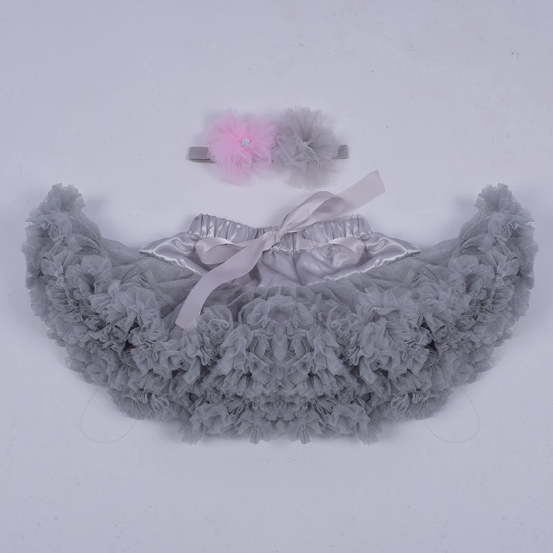 glitter gray Модная юбка-пачка для малышей Пышная юбка-американка для дня рождения для маленьких балерины, для детей от 3 до 24 месяцев, подарок для новорожденных, фатиновая одежда принцессы из 2 предметов - Цвет: glitter gray