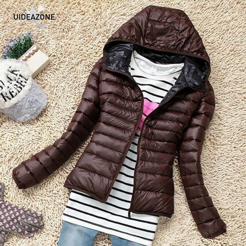 Легкая пуховая куртка, парки, базовые зимние куртки, осенне-зимнее приталенное короткое теплое пуховое пальто с капюшоном, женская верхняя одежда - Цвет: XNC106CO
