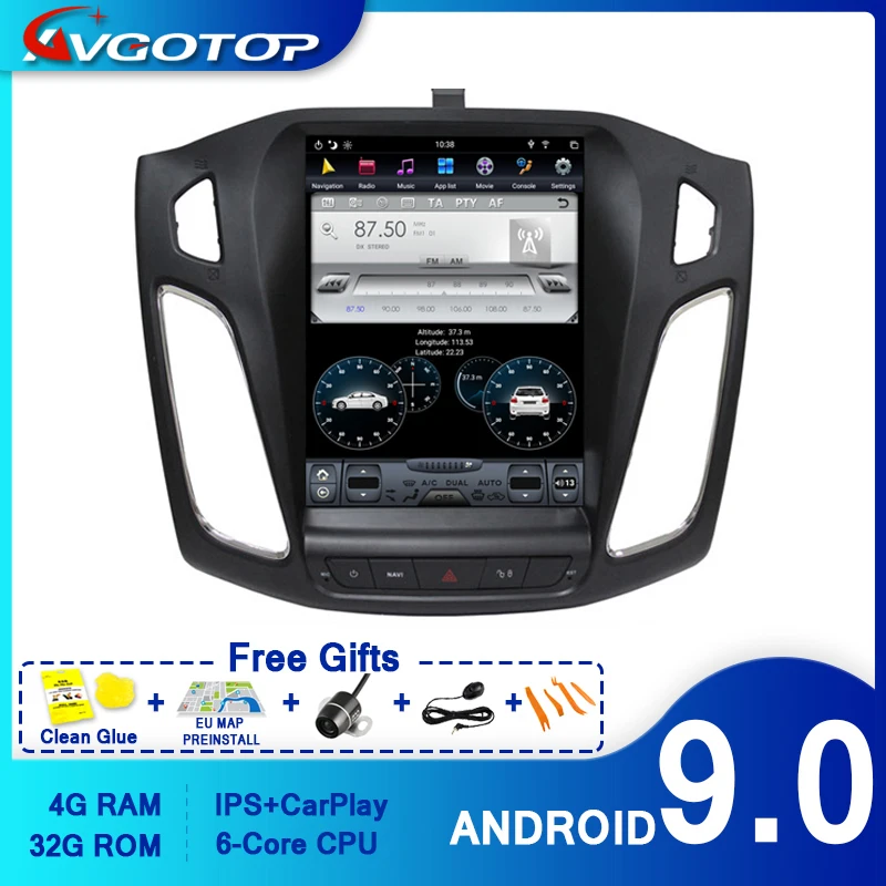 AVGOTOP Android 9.0 Tesla Car Audio System for FORD FOCUS 2013- 2017 6 core+4G+32G IPS Screen | Автомобили и мотоциклы