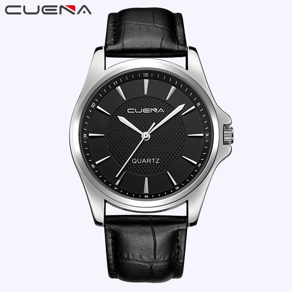 CUENA watches top luxury brand mens watch Leather Band Analog Quartz Vogue Wrist Watches relogio masculino