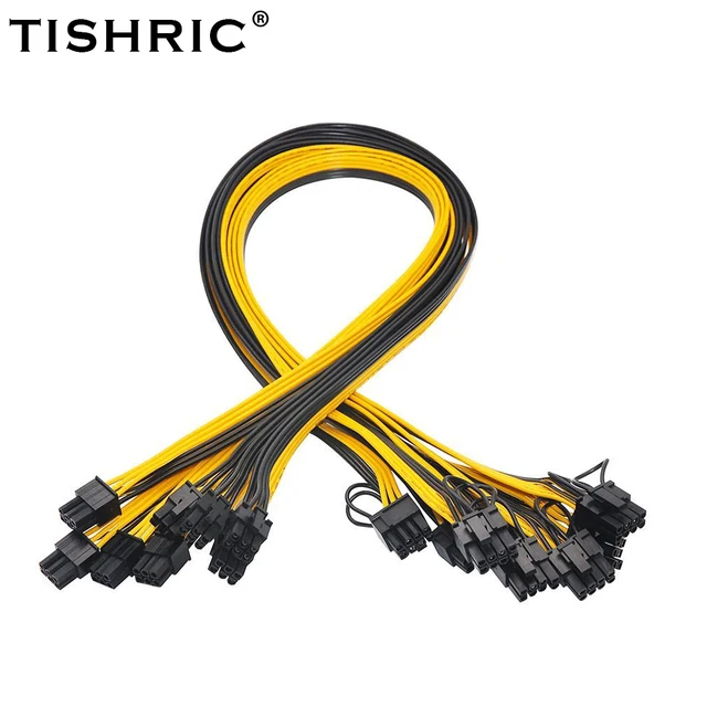 6PCS TISHRIC PCL-E Riser Cable Express 6Pin To 8Pin 50CM Graphics Card Extension Cord mining Rig Power Cable 1