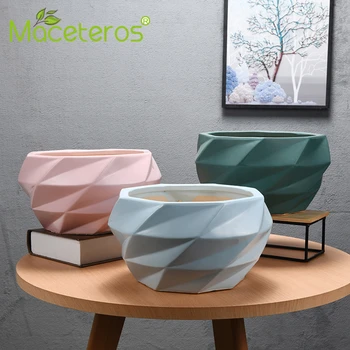 

Nordic Diamond Geometric Flower Pot Simple Creative Succulent Ceramic Flower Pot Home Green Plant Shelf Home Decoration Supplies