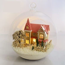 Самодельный стеклянный шар Кукольный дом Лолита дом мечты ручной работы деревянный дом модель наборы миниатюрный светодиодный сборный кукольный домик идеальный подарок
