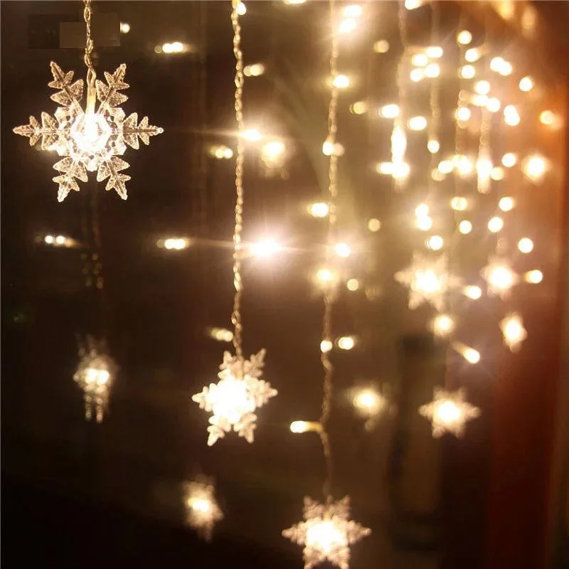 1.5/3M 10/20 LED String Snowflake Christmas Lights Warm White Fairy Wedding Lamp Party Holiday Decor（Batteries not included）