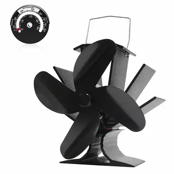 

1pc Stove Fan 4-Blade Hot Air Stove Fan With Electromagnetic Thermometer Fireplace Environmental Protection Silent Fan