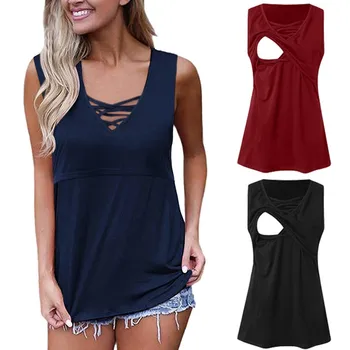 

Maternity Tops Maternity Clothes одежда для беременных Summer Fashion Sleeveless Nursing Tank Vest Tops Blouse For Breastfeeding