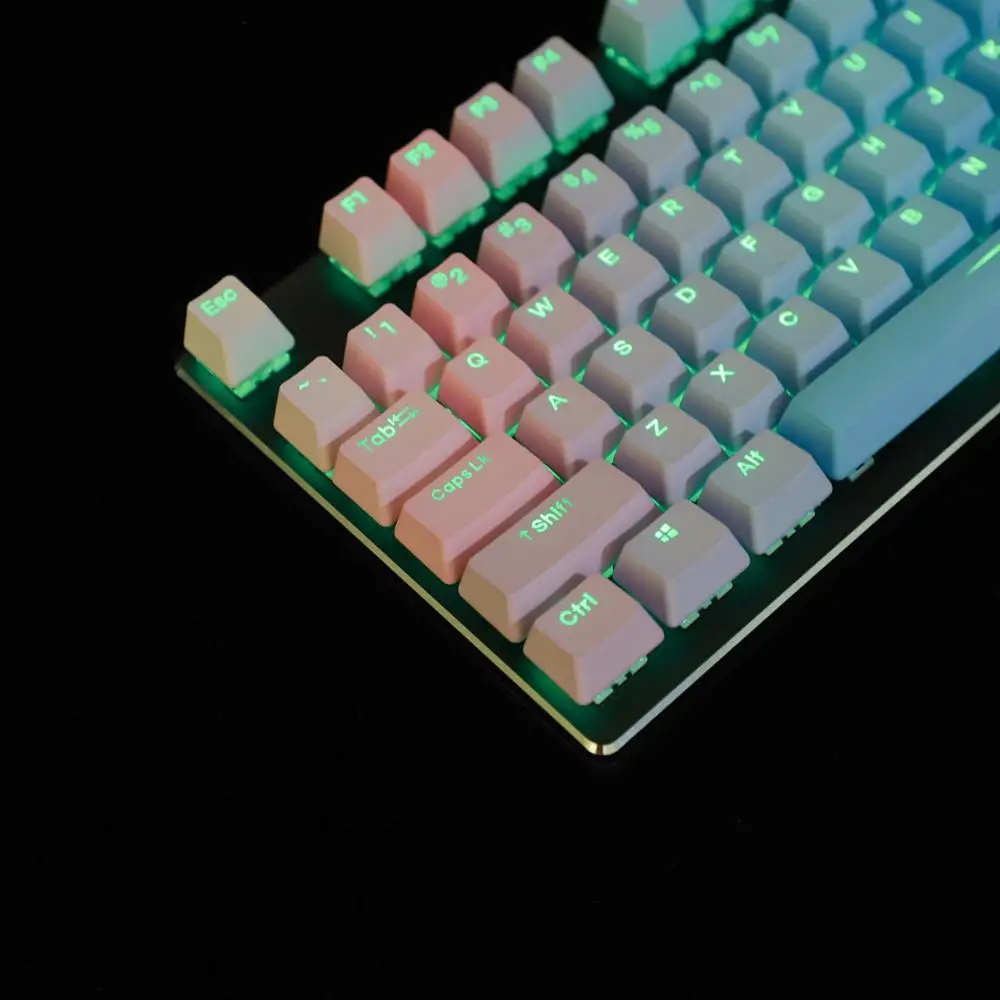 Ymdk Duplo Tiro 108 Tingido Pbt Brilhar Através do Perfil Oem Arco-íris Carbono Pôr do Sol Hana Keycap para mx Switches Teclado Mecânico - Imagem 5