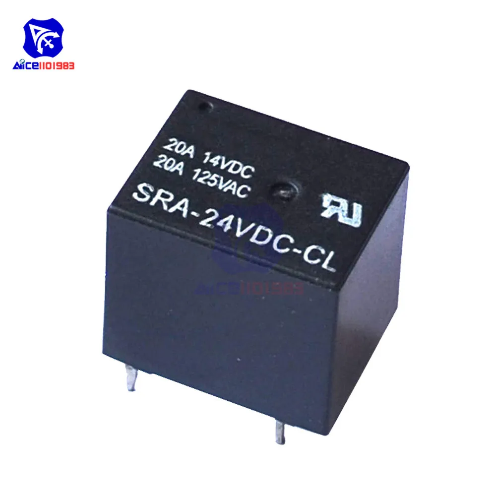 5 В, 12 В, 24 В постоянного тока, 20A DC Мощность реле SRA-05VDC-CL SRA-12VDC-CL SRA-24VDC-CL 5Pin PCB Тип для Arduino
