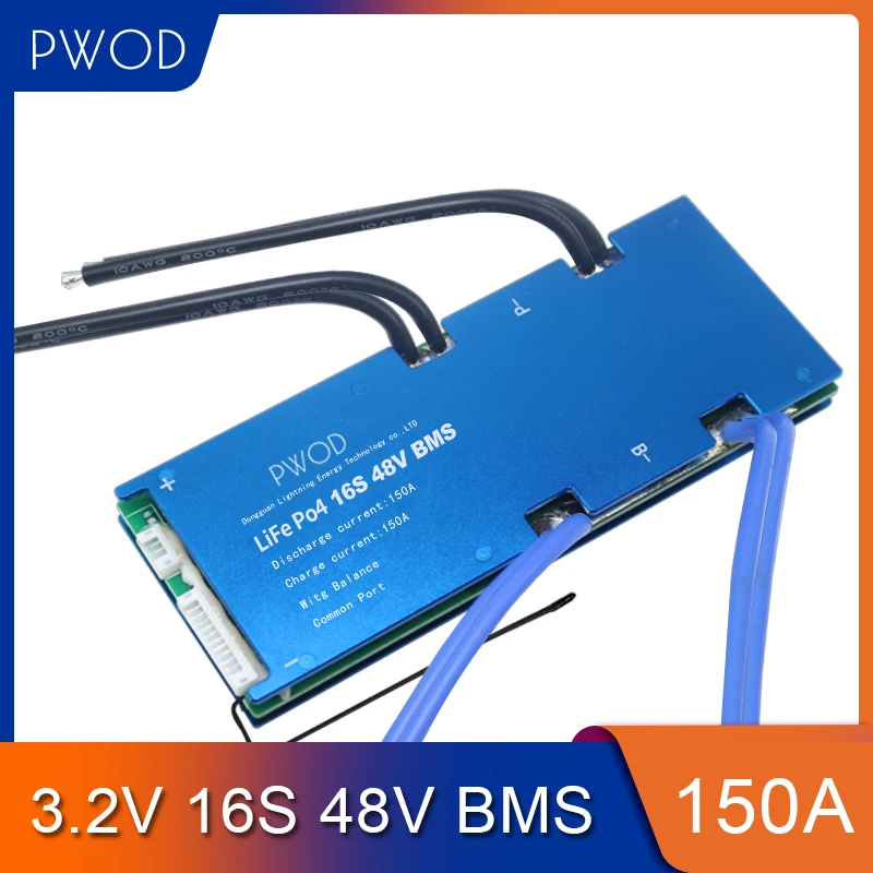 US $137.63 16S 48V 32V lithium battery protection board temperature equalization overcurrent protection BMS PCB 100A 150A 180A 200A