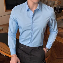 Мужские рубашки с длинным рукавом, деловые, белые, элегантные, хлопок, полиэстер, соц. Платья, рубашки, красные, синие, 7 цветов на выбор, xxxxxl, 6xl, 7xl, 8xl