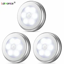 6 светодиодный светильник с круглым датчиком, настенный светильник для лестницы, ночник, PIR сенсорный датчик движения, шкаф, освещение для спальни, кухни