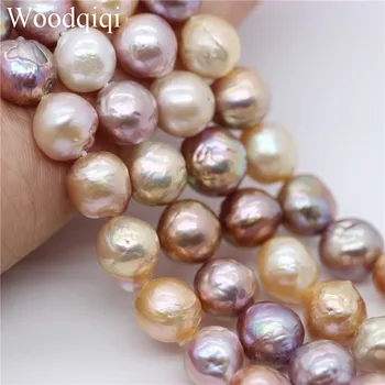 

Natural Irregular Edison Wrinkled wrinkle Baroque Pearl freshwater 1 strand 10mm light peach blush nature purple white luster