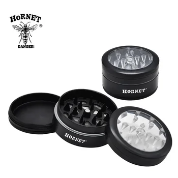 

HORNET Zinc Alloy Diameter 53mm 3 Layers Herb Grinder Tobacco Spice Crusher Herb Miller Plastic Teeth Hand Miller