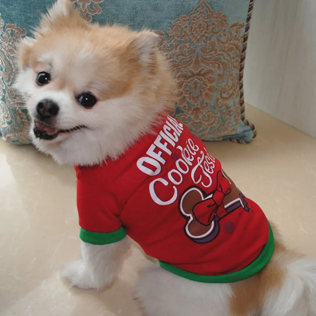 Милые рождественские костюмы Санта-Клауса для щенков, пальто, Одежда для питомцев, одежда для собак, рубашка, мультяшная Одежда для собак