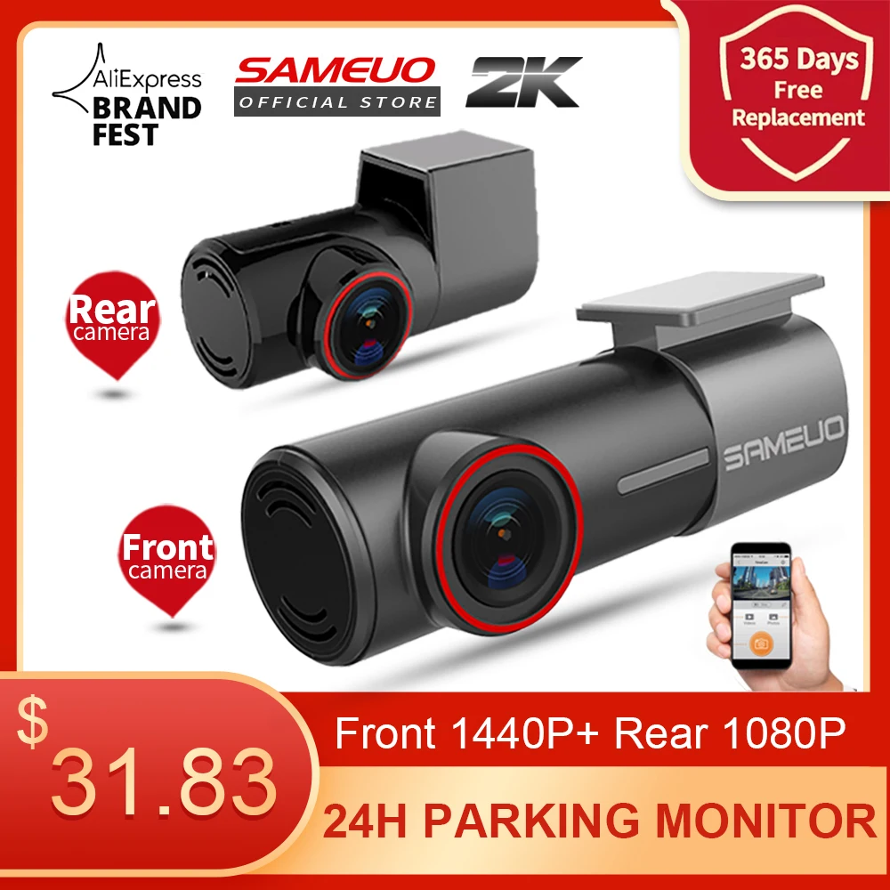 US $31.83 SAMEUO U700 Mini Hidden FHD 1080P Car Dash Cam Front Rear Camera DVR Detector with WiFi FHD Video Recorder 24H Parking Monitor
