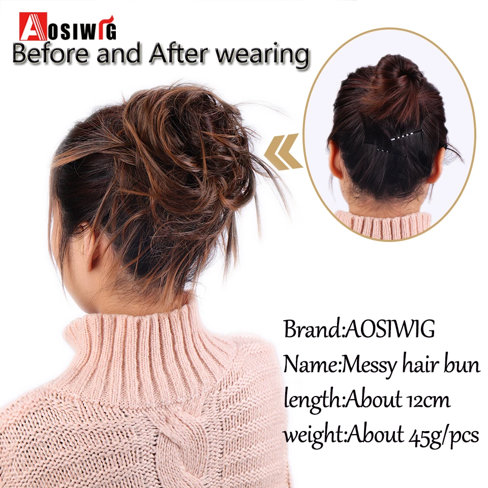 AOSIWIG_Synthetic_Bride_Messy_Straight_Fake_Donut_Chignon_Gary_Black_Color_Elastic_Hair_Scrunchie_Ru (2)