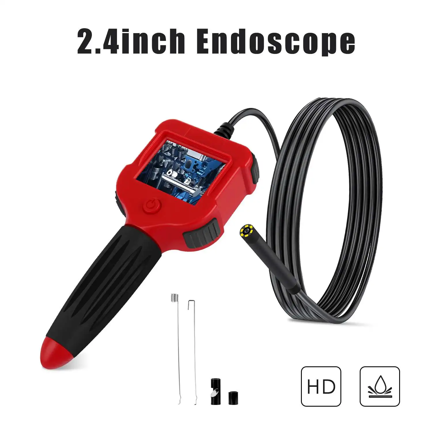 Cámara endoscópica de inspección, boroscopio HD de 5,5 MM, impermeable IP67, Monitor de cámaras de endoscopio con pantalla de 2,4 pulgadas