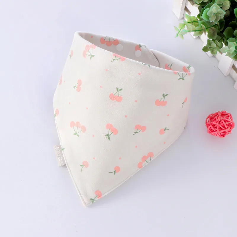 Baby Bibs Triangle Double Cotton Bibs Cartoon Print Saliva Towel Baby Boys Girls Feeding Apron Cotton Bandana Bibs Burp Cloths - Цвет: 2Cherry