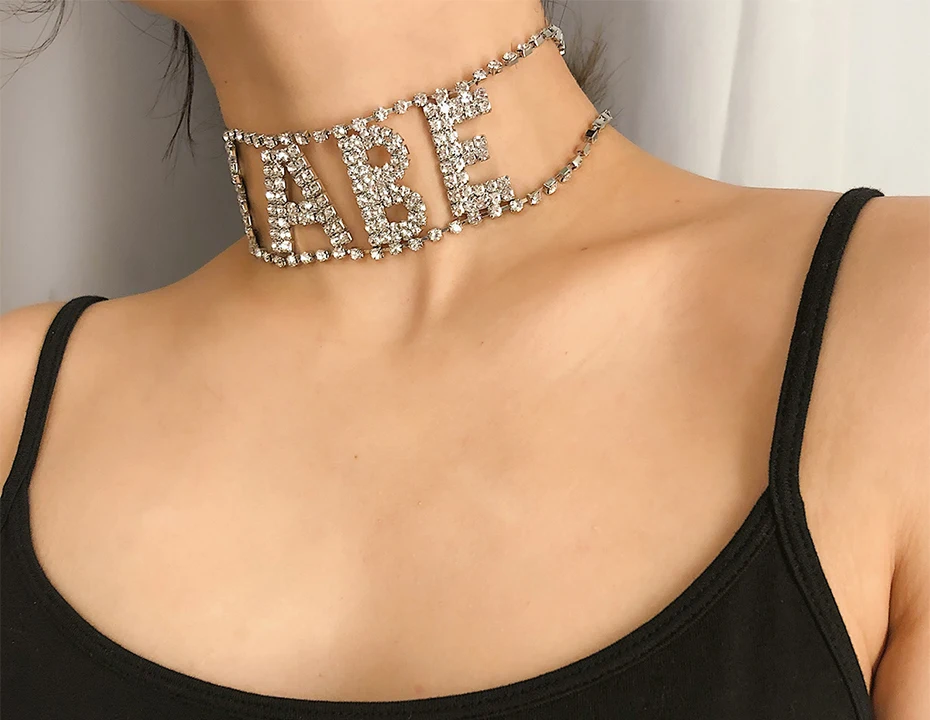 Purii Bling BABE ожерелье-чокер со стразами ожерелье цепочка золотой серебряный цвет сексуальное ожерелье для женщин роскошный панк воротник ювелирные изделия