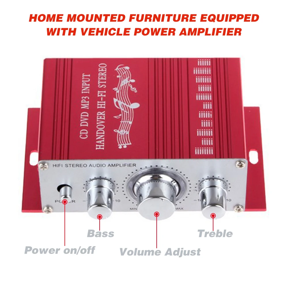 12 В Мини HiFi аудио усилитель MP3 динамик HIFI усилитель мощности для автомобиля дома радио MP3 - Цвет: red