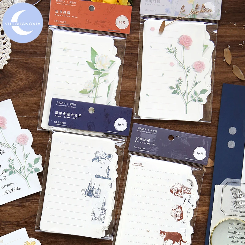 

YueGuangXia Special Size Retro Note Loose Leaf Notepads Original Creative Laptop Luggage Skateboard Memo Pads Sticker 8 Designs