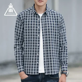 

2019 season new cotton men's long-sleeved plaid shirt youth popular shirt Korean fashion fashion men's clothing