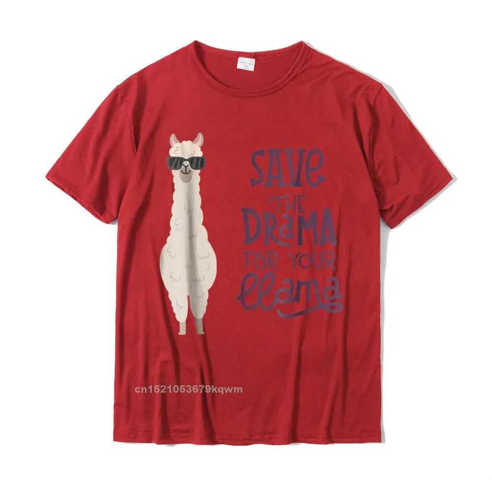 Casual T Shirt Brand New Crewneck Birthday Pure Cotton Men Tops T Shirt Fashionable Short Sleeve Tops & Tees Top Quality Adorable Save the Drama for your Llama Tshirt__4470 red