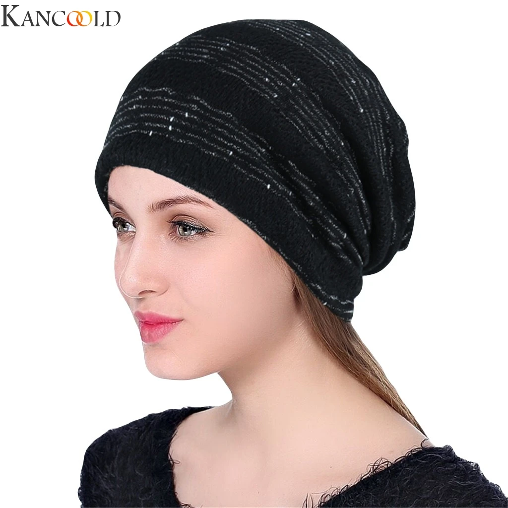 KANCOOLD полосатая индийская кружевная эластичная тюрбан шапка вязаная шапка для выпадения волос шарф для мужчин и женщин повседневная верхняя одежда теплая шапка