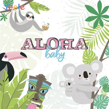 

Baby Birthday Summer Party Aloha Tropical Cute Animal Photography Backdrop Personalized Photographic Background For Photo Studio