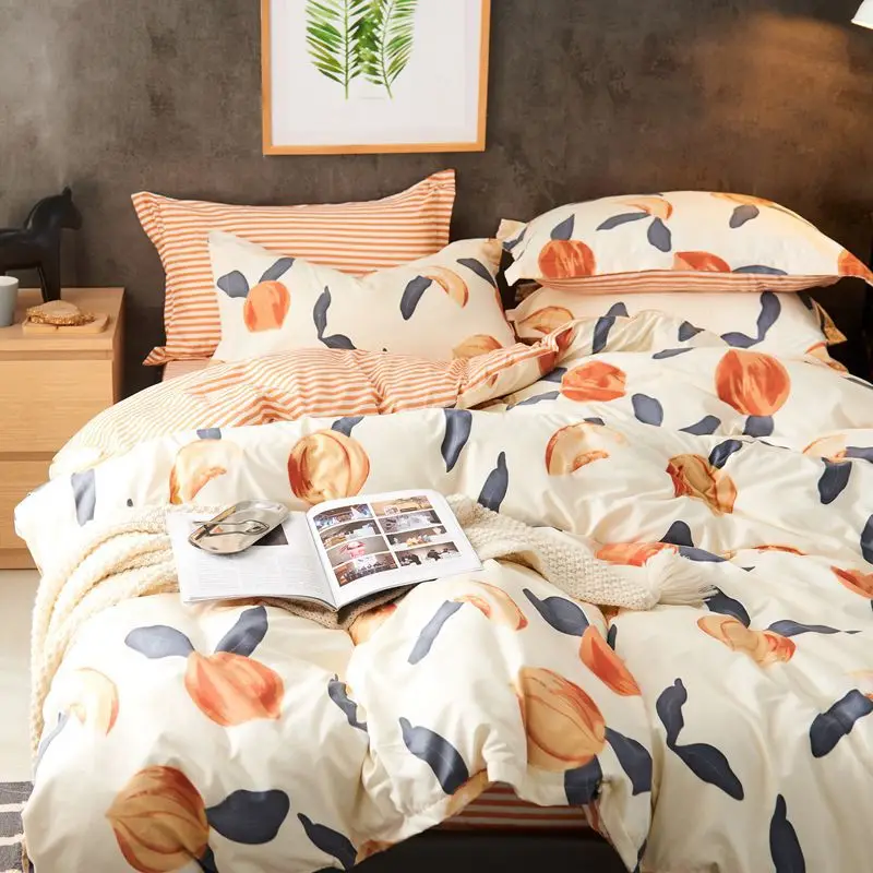 Cute Peach Comforter Bedding Set White 