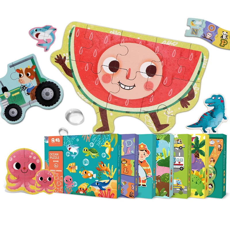 

New Large Kids Baby Wooden Animal Digital Vegetables Cognition Puzzle Fruit Learning Educational Toy Family Party Game Gifts