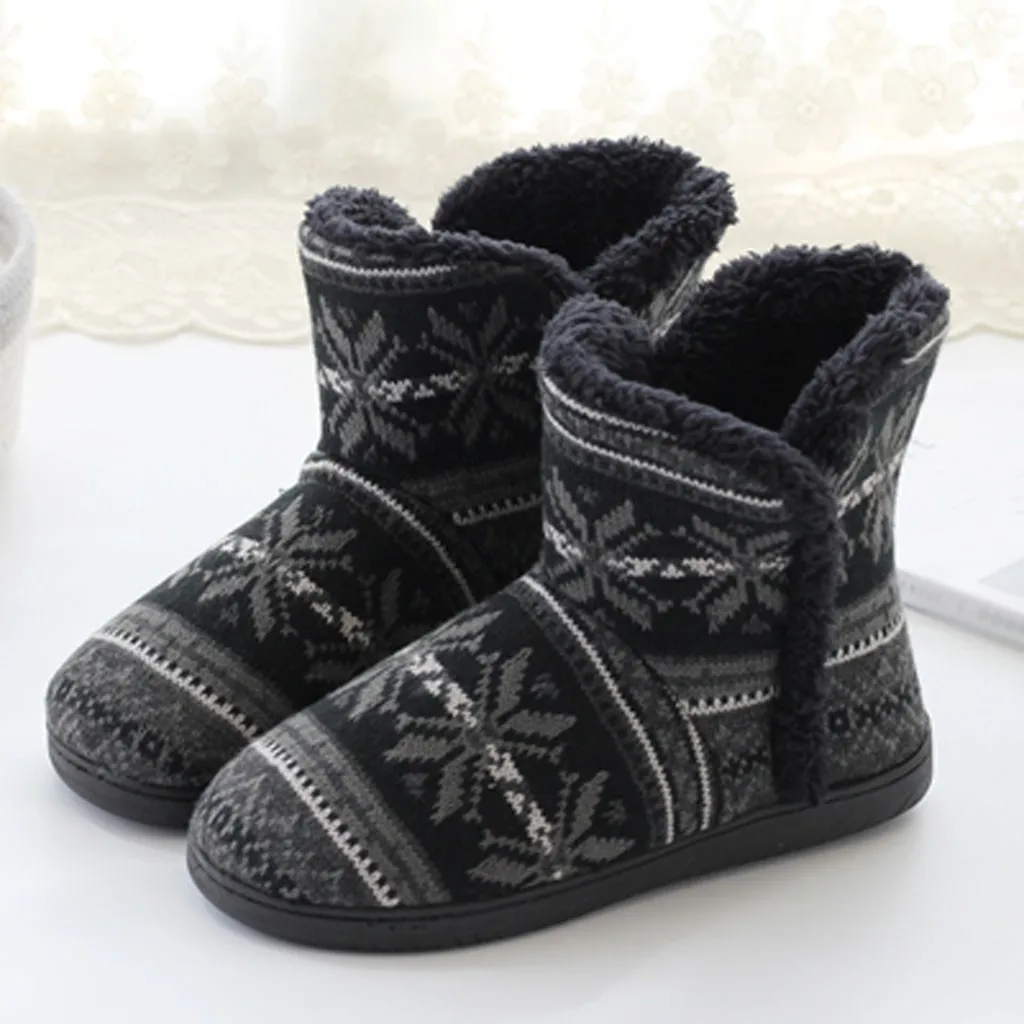

Winter Couple Home Boots Men Women Comfortable Soft Warm Plush Cottom Shoes Flats Winter Indoor Warm Boots Unisex Slip On Bootie