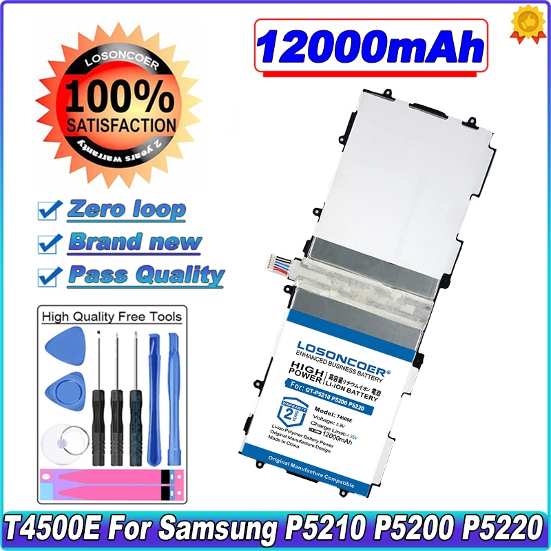 

LOSONCOER 12000mAh T4500K T4500C T4500E Battery For Samsung Galaxy Tab 3 10.1 GT-P5210 P5200 P5220 P5213 Battery Free tools