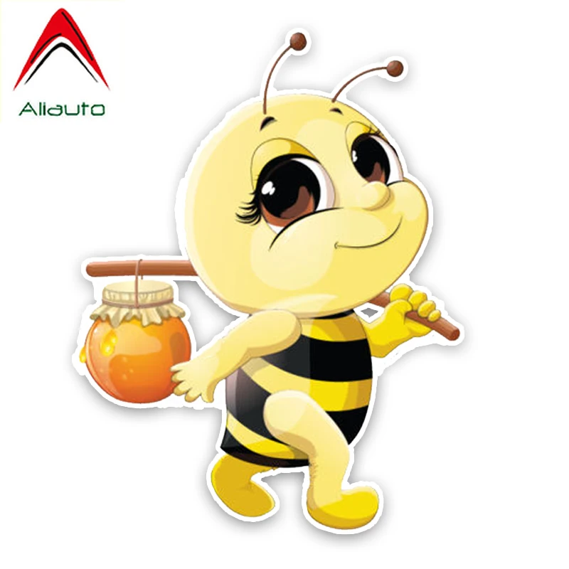 Aliauto Beautiful Color Car Sticker Interesting Lovely Honey Pot Cartoon Bees PVC Graphic Waterproof Reflective Decal 14cm*11cm |