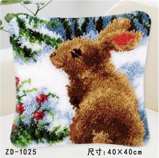 Pillow &quotdo it yourself&quot method needlework kit latch hook cartoon Cute bunny rug Unfinshed / embroidered carpet - Цена: 2 347,66 руб.