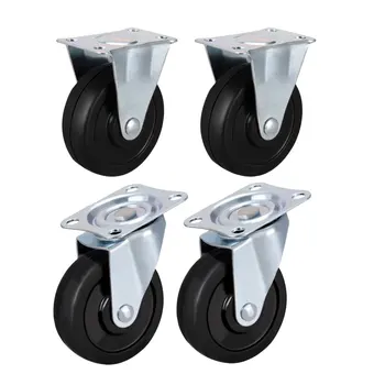 

uxcell 2 Pcs Swivel + 2 Pcs Fixed 3 Inch Casters Wheels Rubber Top Plate Mounted Swivel Fixed Caster Wheel quiet rolling