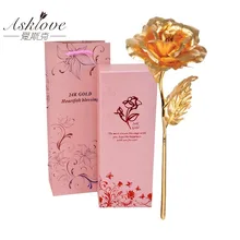 Asklove, 24 K, Золотая фольга, цветок розы, свадебное украшение, цветок, подарок подруге, любовник, позолоченные искусственные цветы, подарочная коробка
