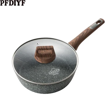 

New Medical Stone Pans 24-28cm Household Maifanshi Nonstick Frying Pan with Glass Cover Induction Cooker Gas Stove Universal