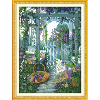 

The garden gate Patchwork DIY Needlework DMC Counted Cross Stitch Kits Kit for Embroidery Knitting Needles Crafts and Hobby