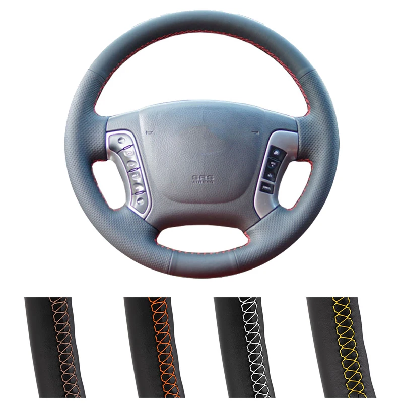 DIY Car Steering Wheel Cover Hyundai Santa Fe 2006-2012 Auto Artificial Leather Steering Wrap steering wheel cover