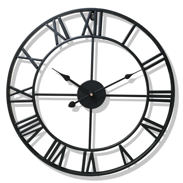 Large Gris Horloge murale Romain Cadrans chiffres 47 cm décoration Visage Blanc