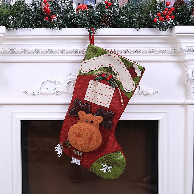 Новые рождественские чулки носки Санта Клауса подарок Рождественская елка украшения Висячие украшения держатели для подарков дети конфеты мешок - Цвет: 1PC K large